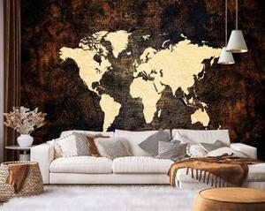 Fototapeta, Mapa světa v hnědé barvě - 450x315 cm