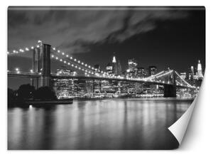 Fototapeta, Brooklynský most v noci New York - 300x210 cm