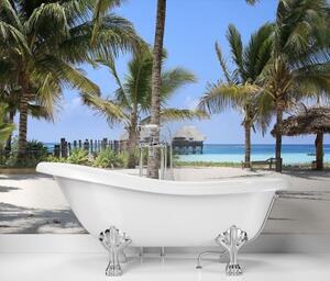 Fototapeta, Maledivy Palm Paradise Beach - 100x70 cm