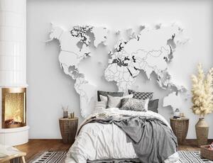 Fototapeta, Mapa světa Kontinenty 3D - 150x105 cm