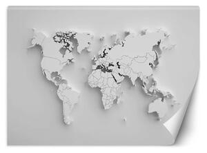 Fototapeta, Mapa světa Kontinenty 3D - 200x140 cm