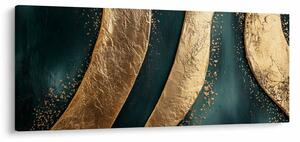 Obraz - Zelená abstrakcia so zlatom I. (120x50 cm)