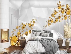 Fototapeta, Zlaté kameny v abstraktním tunelu - 450x315 cm
