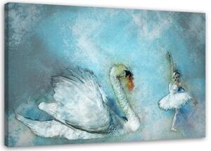 Obraz na plátně Swan Ballerina tyrkysová - 60x40 cm