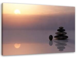 Obraz na plátně Zenové kameny při západu slunce - 120x80 cm