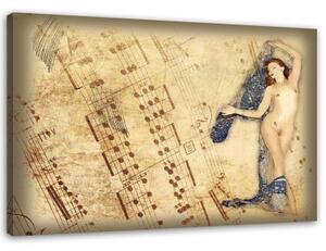 Obraz na plátně, Obrazy nahé ženy Retro - 90x60 cm