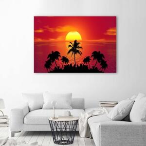 Obraz na plátně Západ slunce a palmy - 60x40 cm