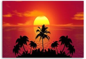 Obraz na plátně Západ slunce a palmy - 60x40 cm