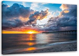 Obraz na plátně, Západ slunce nad mořem - 120x80 cm