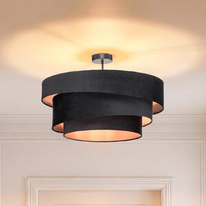 Stropné Lampa Lindby, Jusari, stmievateľné, Čierna, Obývacia izba, Tkanina / Textil, Moderný
