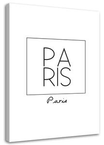 Obraz na plátně s černobílým nápisem Paris - 40x60 cm