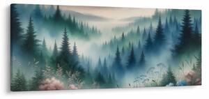 Obraz - Lesná krajina s hmlou (120x50 cm)