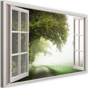 Obraz na plátně Pohled z okna Zelený les - 100x70 cm