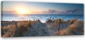 Obraz na plátně, Západ slunce nad mořem - 150x50 cm