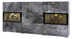 Komoda Baros 26 s tromi zásuvkami 132 cm - tmavý beton / schiefer