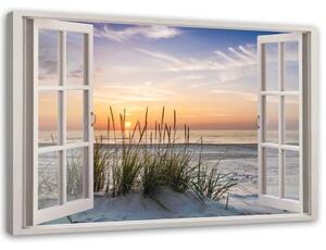 Obraz na plátně, Pohled z okna na pláž - 100x70 cm