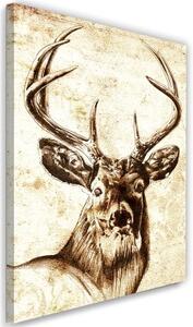 Obraz na plátně Zvířata jelenů Vintage béžová - 40x60 cm