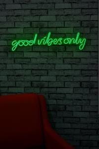 ASIR Nástenná tabuľa GOOD VIBES ONLY s LED podsvietením zelená