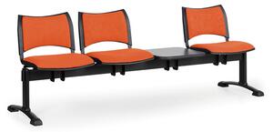Čalúnená lavice do čakární SMART, 3-sedadlo + stolík, oranžová, čierne nohy