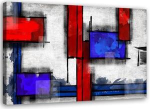 Obraz na plátně Abstrakce Modrá Červená - 120x80 cm