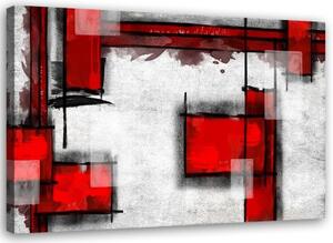 Obraz na plátně, Abstraktní bílá červená - 100x70 cm