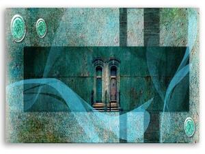 Obraz na plátně Okenní abstrakce Tyrkysová - 60x40 cm