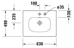 Duravit Viu - Umývadlo do nábytku 630x490 mm, s prepadom, biela 2344630000