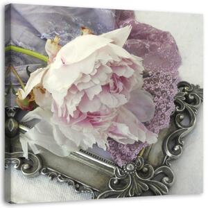 Obraz na plátně, Růžový květ ošumělý elegantní - 40x40 cm