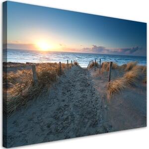 Obraz na plátně, Pláž Mořský písek Západ slunce - 100x70 cm