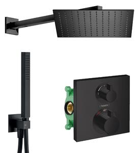 HG SET Ecostat Black - Sprchový systém pod omietku, Ecostat Square, termostatická batéria - kompletná sada, čierna matná