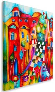 Obraz na plátně, Abstraktní barevné město - 40x60 cm