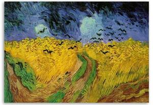 Obraz na plátně, REPRODUKCE Pšeničné pole s havrany V. Gogh - 60x40 cm