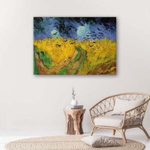 Obraz na plátně, REPRODUKCE Pšeničné pole s havrany V. Gogh - 60x40 cm