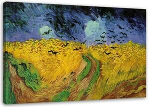 Obraz na plátně, REPRODUKCE Pšeničné pole s havrany V. Gogh - 90x60 cm