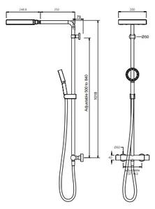 Teorema Select Design - POLO Termostatický sprchový systém, čierna matná 15253BB-T01