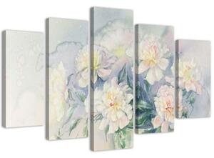 Obraz na plátně pětidílný Kytice květiny Bílá - 150x100 cm