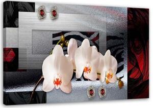 Obraz na plátně Orchidej a geometrické pozadí - 90x60 cm