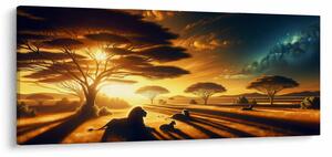 Obraz - Oddychujúce levy (120x50 cm)