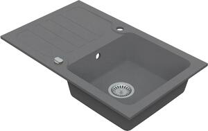 Vima 911 - Granitový drez s odkvapkávacou plochou 780x480x165 mm, sivá