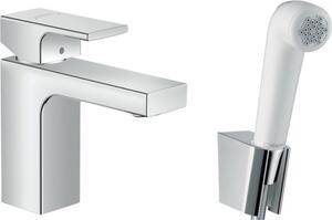 Hansgrohe Vernis Shape - Umývadlová batéria 100 s ručnou sprchou Bidette a sprchovou hadicou 160 cm, chróm 71216000