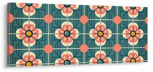 Obraz - Retro vzor s kvetmi (120x50 cm)