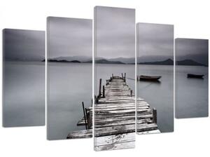 Obraz na plátně pětidílný Pier jezera krajiny Image - 100x70 cm