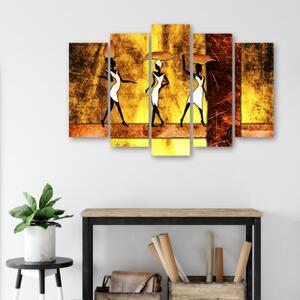 Obraz na plátně pětidílný Ženy Afrika Abstrakce - 100x70 cm