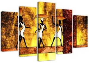 Obraz na plátně pětidílný Ženy Afrika Abstrakce - 100x70 cm