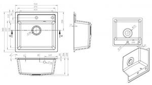 Drezový set Hansgrohe 1/C - Granitový drez 530x500 mm, sivá + Drezová batéria Hansgrohe Focus