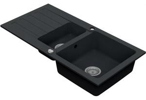 Drezový set Grohe 3/O - Granitový drez 960x480 mm 1,5-sektora s odkvapkávacou plochou, tmavý grafit matný + Drezová batéria Grohe Bau Loop