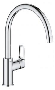 Drezový set Grohe 2/C - Granitový drez s odkvapkávacou plochou 780x480 mm, sivá + Drezová batéria Grohe Bau Loop
