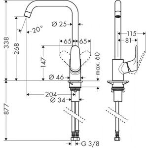 Drezový set Hansgrohe 1/C - Granitový drez 530x500 mm, sivá + Drezová batéria Hansgrohe Focus