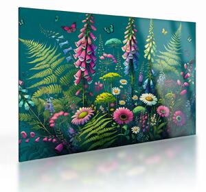 Sklenený obraz - Lúčne kvety (70x50 cm)