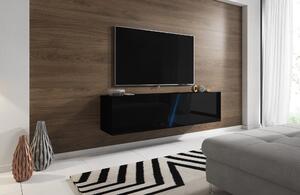 TV stolík/skrinka Savanna 160 (čierna matná + čierny lesk) (s osvetlením). Vlastná spoľahlivá doprava až k Vám domov. 1000636